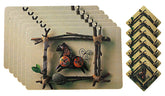 Kuber Industries Horse Design PVC 6 Piece Dining Table Placemat Set with Tea Coasters (Brown)-CTKTC032182, Polyvinyl Chloride